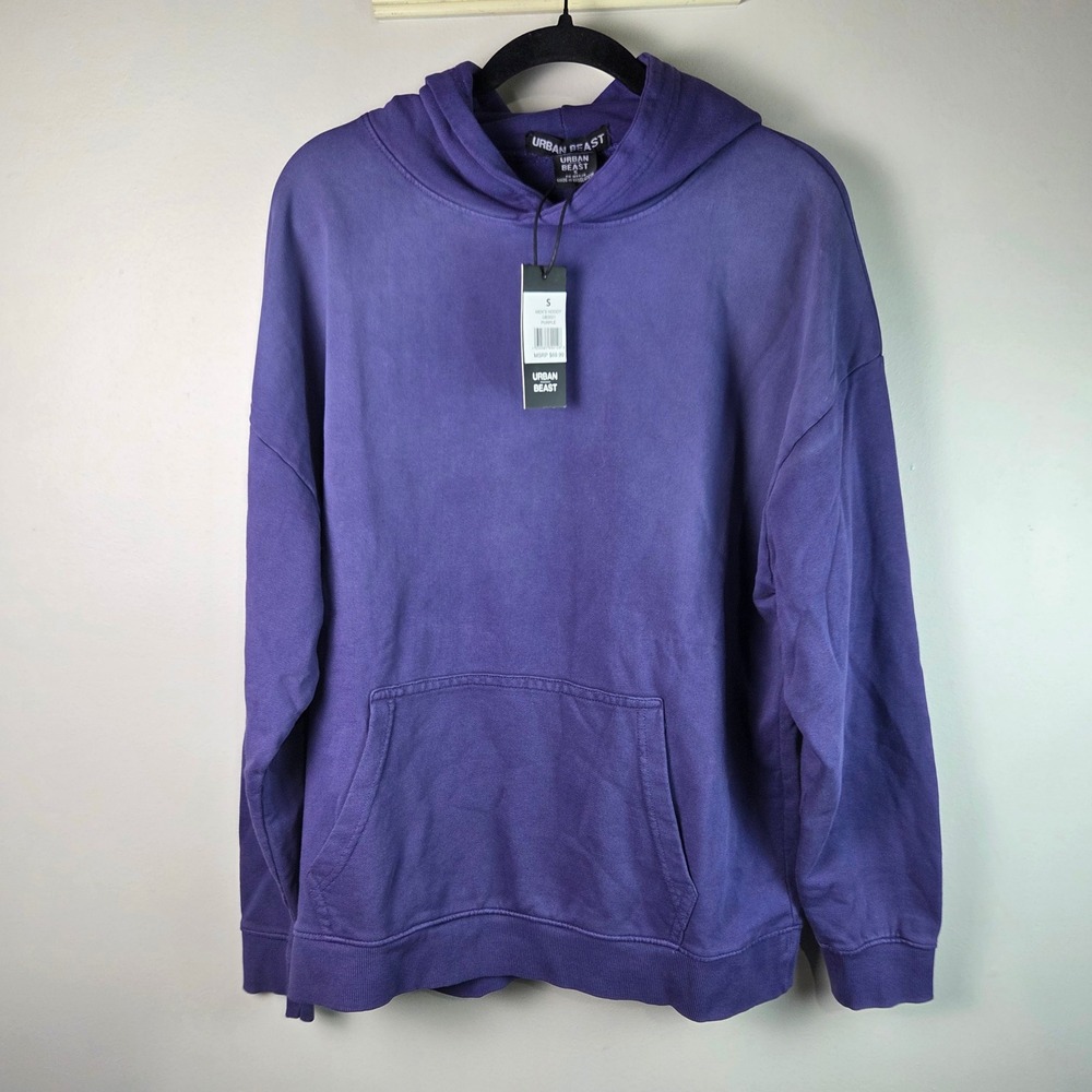 Urban Beast Hoodie Mens S Purple New UB3021 Pullover Sweatshirt Streetwear